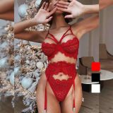 New Cross border European and American AliExpress Lace garter and sexy lingerie 4-piece set for women's large size S-5XL
