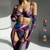 European and American Instagram Tie Dyed Sexy Underwear 5-piece Set New Tie Dyed Sexy Underwear Set