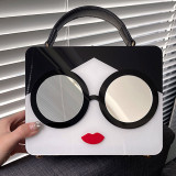 Gu Ling Jing Guai Luggage New Acrylic Bag Women's Handheld Trendy Cross Eyeglass Bag Beauty Printed Bag