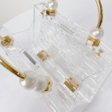 New Acrylic Transparent Bag High end Dinner Bag Pearl Handbag for Women