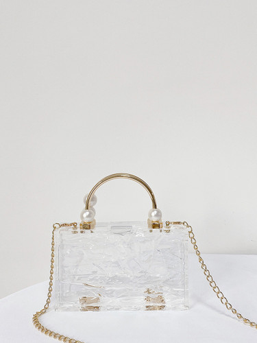 New Acrylic Transparent Bag High end Dinner Bag Pearl Handbag for Women