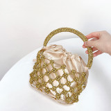Skin tone diamond inlaid dinner bag, women's handbag, large capacity, European and American high-end feel, bucket bun, mother bag
