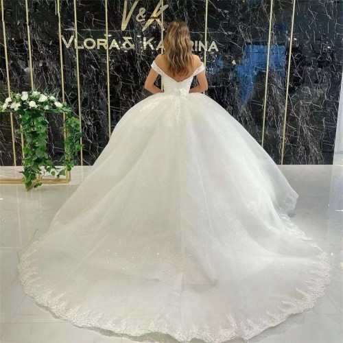 New Foreign Trade Wedding Dress, African Bride, One Shoulder Bead Decoration, Tail Lacing, High Waist Elegant Dress