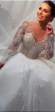 Amazon's New Round Neck Vintage Lace High Waist Princess Dress Wedding Dress Bridal Wedding Dress