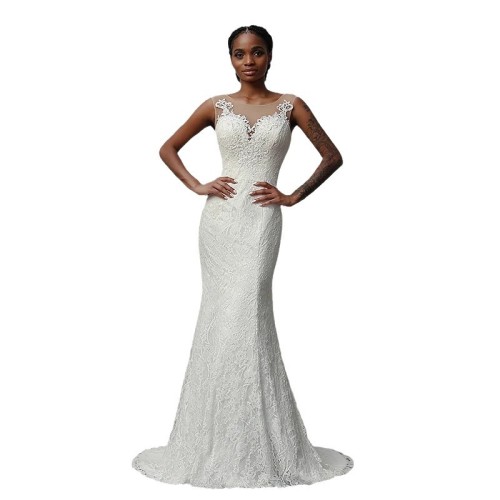 New Foreign Trade Wedding Dress, African Mermaid One Shoulder Series, Back Lace Tie, Slim Fit, Retro Lace Skirt