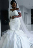 Wedding Dress Sexy Fishtail Wedding Dress One Shoulder Water Dissolved Lace Wedding Dress Fishtail Trailing Wedding Dress