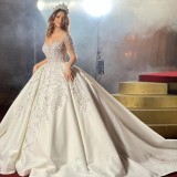 New Foreign Trade Wedding Dress African Bride Beaded Embroidered Lace Long High Waist Tail Elegant Wedding Dress