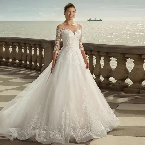 Cross border foreign trade light wedding dress, European and American brides, high waisted slim fitting lace, super fairy forest style minimalist wedding dress