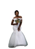 African New One Shoulder Wedding Dress with Flat White Lace Lace Lace Bridal Wedding Dress