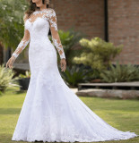 European and American Wedding Dress Amazon Wish Sexy Lace Wedding Dress