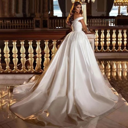 New Amazon Wedding Dress Sexy and Elegant Trailing White Bridal Evening Dress Fish Tail Detachable Dress