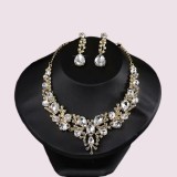 Bride necklace and earrings Zircon Wedding accessory set Wedding Dress Accessories Wedding banquet jewelry