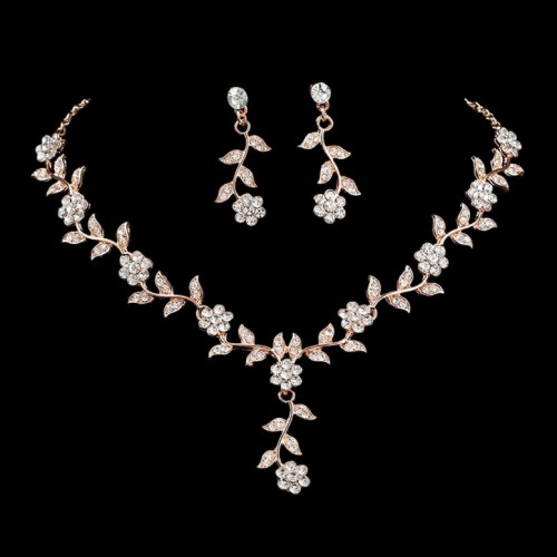 Bride Necklace Earring Set Zircon Wedding Dress Accessories