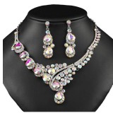 Bride jewelry wedding host full diamond crystal glass necklace earrings jewelry set