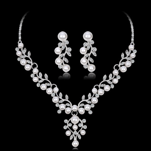Bride necklace earrings set rhinestone necklace wedding jewelry wedding dress accessories