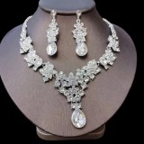 Crystal Necklace Earrings Women's Set Bridal Dress Accessories Alloy Atmosphere Elegant Jewelry