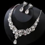 Diamond Bride Necklace Earring Set for Banquet and Party Exaggerated Fashion Dress Accessories