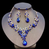 Crystal Necklace Earrings Women's Set Bridal Dress Accessories Alloy Atmosphere Elegant Jewelry