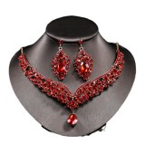 Bride's two-piece jewelry set versatile necklace set exaggerated alloy rhinestones earrings necklace for women