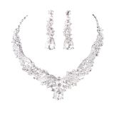 Bride Necklace Earring Set Alloy Jewelry Wedding Dress Accessories Set Chain Diamond