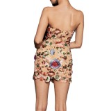 European and American cross-border summer new color three-dimensional flower embroidery lace sexy strapless buttocks small dress