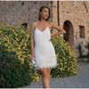 Fashionable tassel sequin multi-color birthday party sexy V-neck strap feather patchwork dress