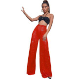 Cross border European and American women's high waisted fashionable casual pants Amazon eBay sequin loose drape wide leg pants for summer women