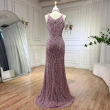 Elegant Pink Hanging Strap Split Long Dress with Fish Tail for Foreign Trade, High end and Atmosphere Host Banquet Evening Dress