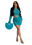 New women's casual knitted hollow sequin beach skirt two-piece set