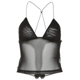 Women's Spring/Summer 2024 New Sexy Spicy Girl Style Butterfly Tie up Mesh Open Back Tight Inner Layup Small Sling