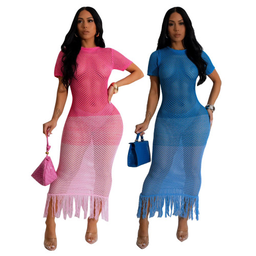 New Women's Gradient Knitted Beach Skirt