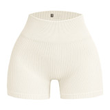 Hip lifting three part yoga shorts, high waist fitness stretch pants, sports running seamless peach buttocks casual shorts