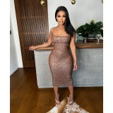Women's dress with long sequins, sexy nightclub outfit, fixed price