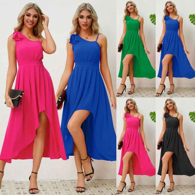 European and American women's clothing, Amazon cross-border summer foreign trade temperament, bow tie, strap, irregular dress
