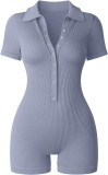 Women's yoga jumpsuit ribbed V-neck elastic waistband sports jumpsuit