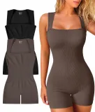 Women's 2-piece jumpsuit yoga elastic lace up square neck sleeveless sports jumpsuit