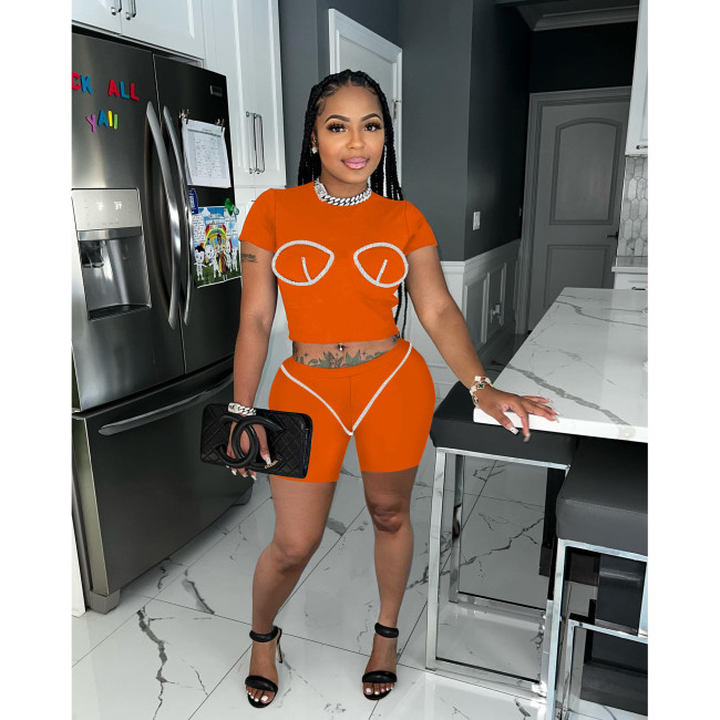 Women's chest embroidered personalized two-piece set for women