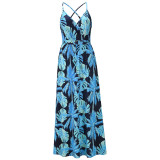 New European and American Spring/Summer Dresses Bohemian floral suspender long dresses Amazon foreign trade women's clothing in large sizes