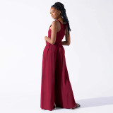 Fashionable casual knitted sexy suspender wide leg jumpsuit new cross-border summer Amazon European and American women's clothing