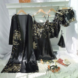 Home wear minimalist five piece set, thin pajama suspender shorts suspender skirt set
