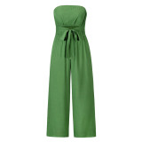 Spring and summer new casual fashion set sexy backless slim fit jumpsuit, European and American straight leg pants set
