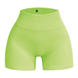 Hip lifting three part yoga shorts, high waist fitness stretch pants, sports running seamless peach buttocks casual shorts