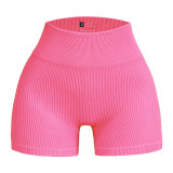 Hip lifting three part yoga shorts, high waist fitness stretch pants, sports running seamless peach buttocks casual shorts