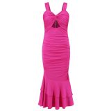 Sexy Tight Waist, Slim Look, Wrapped Hips, Hanging Strap Dress, Summer Cross border Foreign Trade Women's Dress, Fish Tail Dress, Long Dress