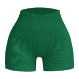 Hip lifting three part yoga shorts, high waist fitness stretch pants, sports running seamless peach buttocks casual shorts