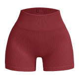 Hip lifting three part yoga shorts, high waist fitness stretch pants, sports running seamless peach buttocks casual shorts
