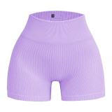 Hip lifting three part yoga shorts, high waist fitness stretch pants, sports running seamless peach buttocks casual shorts