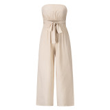 Spring and summer new casual fashion set sexy backless slim fit jumpsuit, European and American straight leg pants set