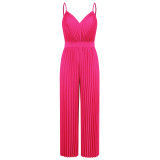 Amazon's cross-border fashion women's best-selling V-neck camisole pleated jumpsuit from Europe and America