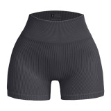 Hip lifting three part yoga shorts, high waist fitness stretch pants, sports running seamless peach buttocks casual shorts